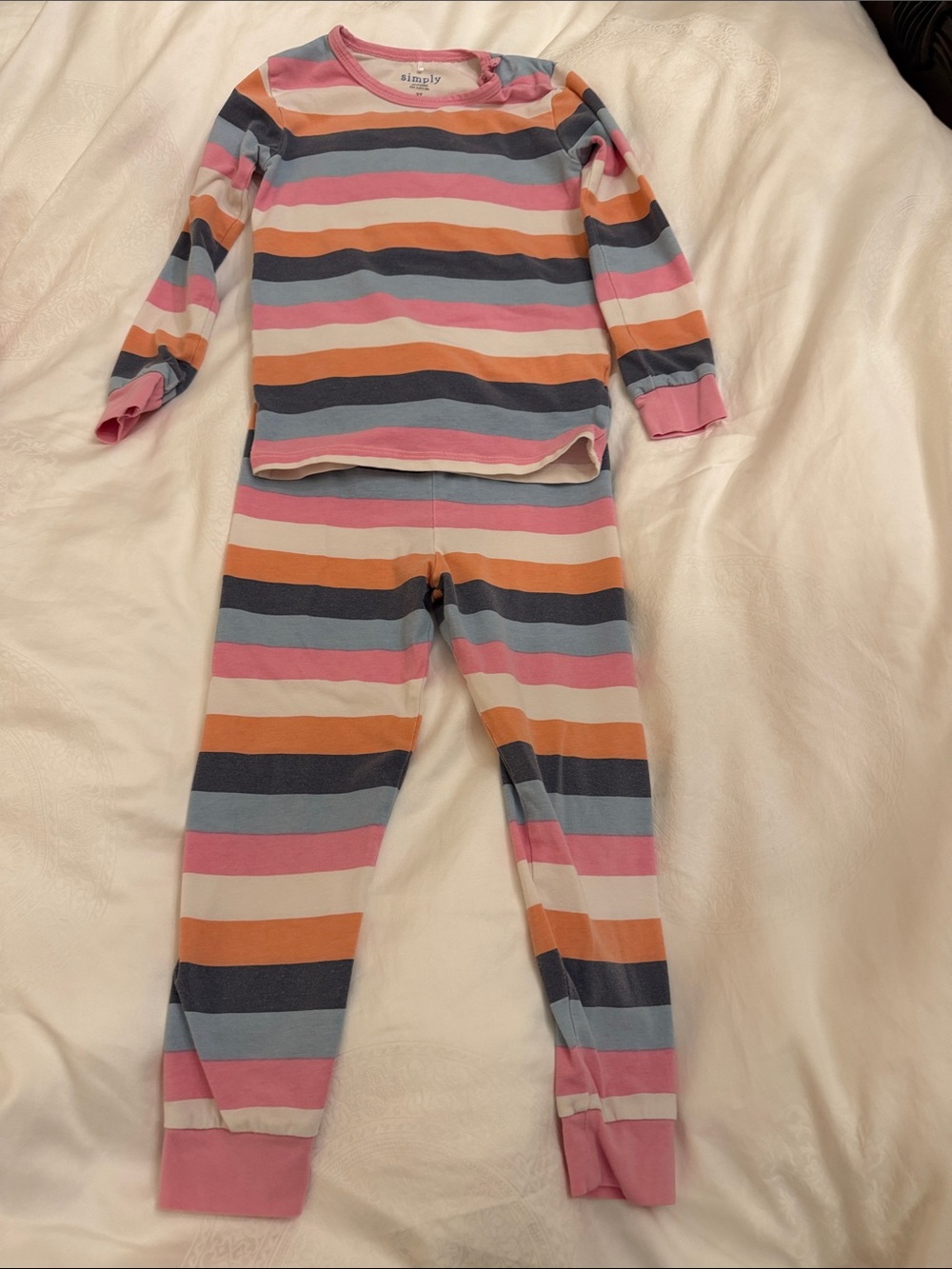 Simply Magnetic Me Kids Pink Multicolor Stripe Pajama Set